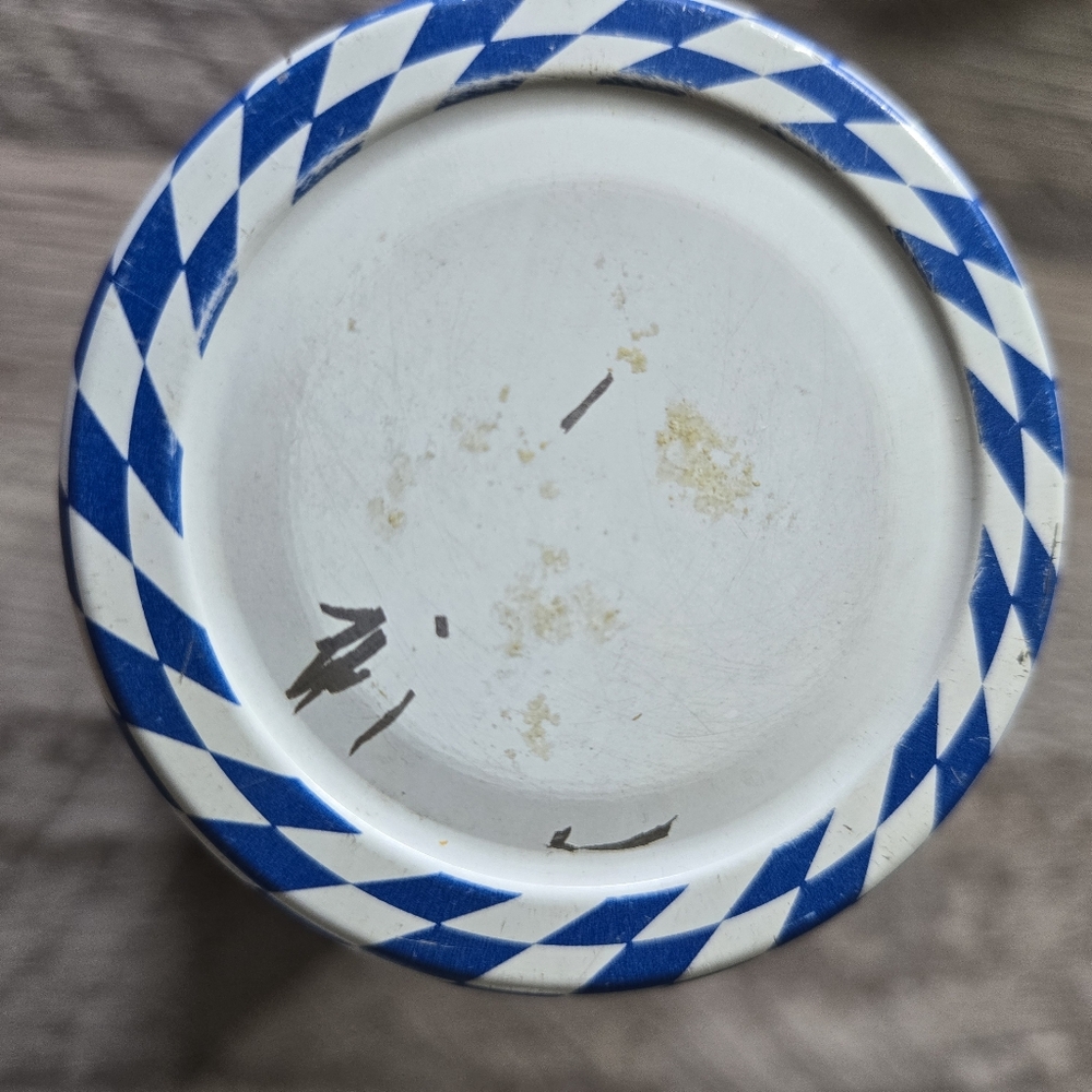 Vintage Munich Germany Milk Glass Jar Blue White Transferware Bavarian Cottage - Picture 5 of 7